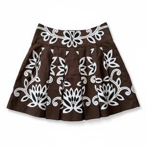 Pleated Mini Skirt Brown Cream Y2K Coquette Preppy Retro Academia US L